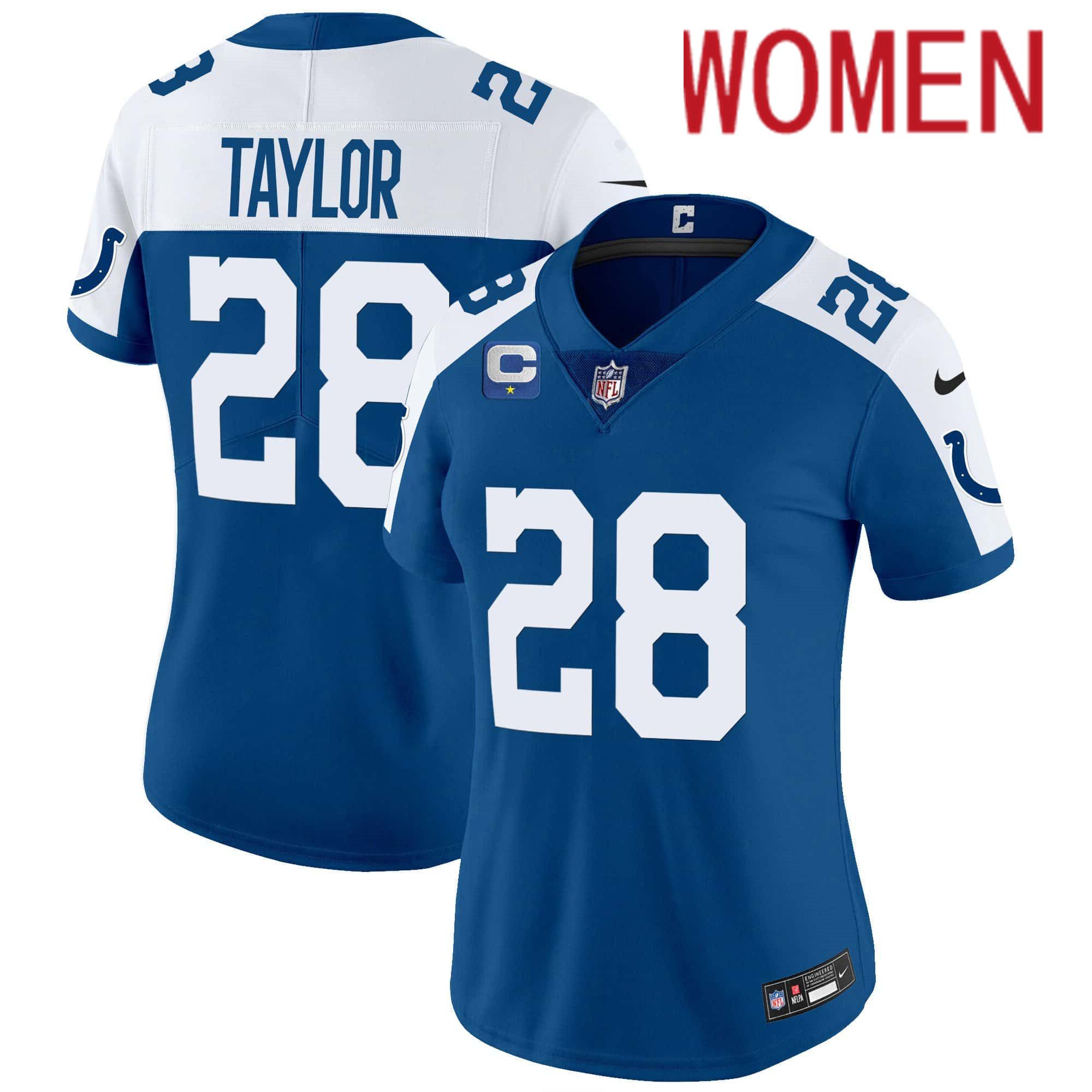 Women Indianapolis Colts #28 Taylor Blue 2024 Nike Vapor Limited NFL Jersey->customized nfl jersey->Custom Jersey